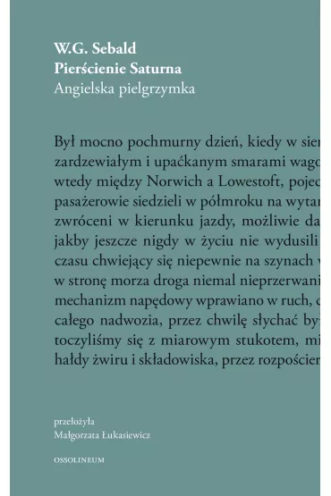 Pier�cienie Saturna. Angielska pielgrzymka. Sebald. Tom 2 - Winfried Sebald
