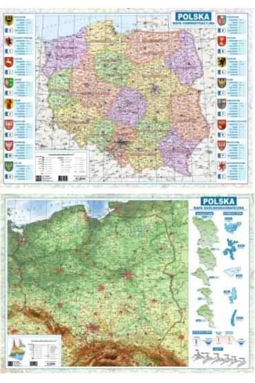 Mapa Polski A2 dwustronna fizyczno-administracyjna