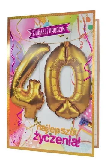 Kukartka Karnet Urodziny 40 + balony QBL-003