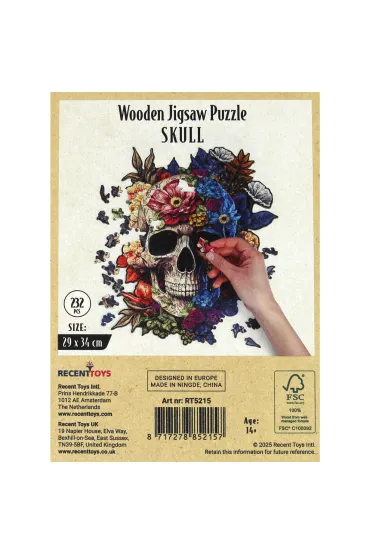 Puzzle 232 drewniane Czaszka Recent Toys