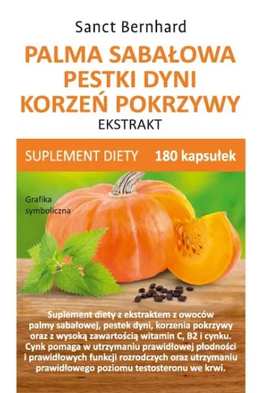 Kruterhaus Sanct Bernhard Palma sabaowa, pestki dyni, korze pokrzywy -  ekstrakt suplement diety 180 kaps.