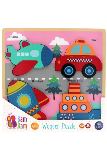 Puzzle Uk�adanka drewniana Pojazdy Bam Bam