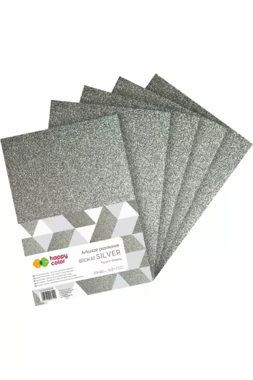 Happy Color Arkusze piankowe SILVER Brokat A4 5 szt.