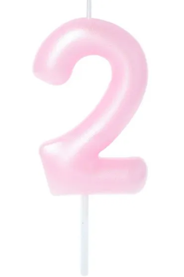 �wieczka na tort - cyferka Candy 2 r�owa 6cm