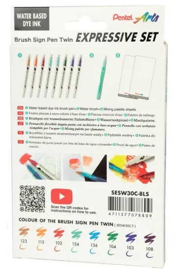 Pentel Pisaki p�dzelkowe Brush SESW30-ST8LSPL 8 kolor�w
