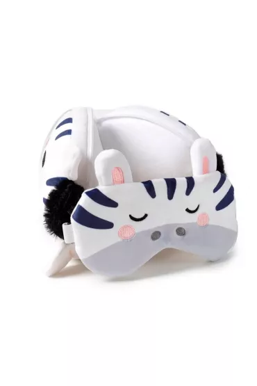 Puckator Pluszowa poduszka podr�na z opask� na oczy "Relaxeazzz" - Bali Zebra