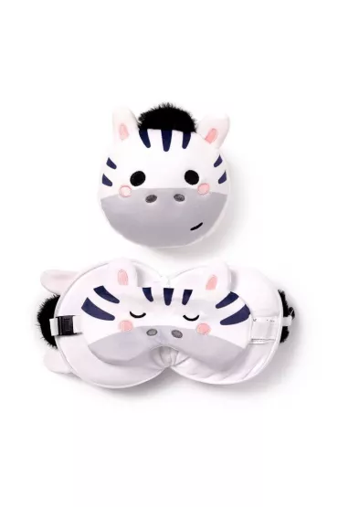 Puckator Pluszowa poduszka podr�na z opask� na oczy "Relaxeazzz" - Bali Zebra