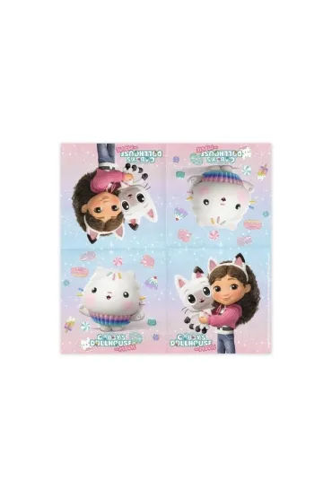 PartyDeco Serwetki Koci Domek Gabi 33x33cm