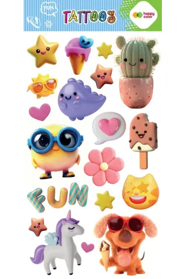 Tatua�e zmywalne SUMMER FUN 100x200mm Happy Color