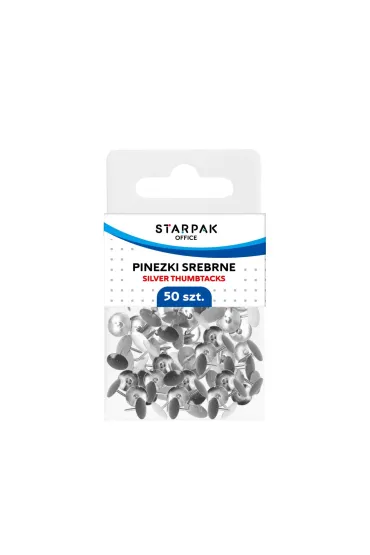 Pinezki metalowe srebrne 50szt. etui STARPAK 559660