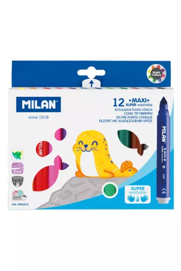 Milan Flamastry Maxi Super zmywalne 12 szt.