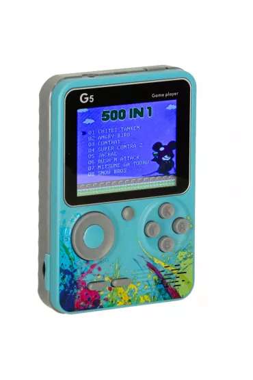 Konsola przeno�na do gier mini elektroniczna retro 500 gier niebieska