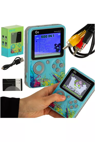 Konsola przeno�na do gier mini elektroniczna retro 500 gier niebieska