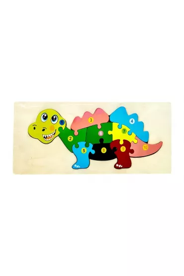 Puzzle drewniane kids z cyframi Dinozaur MCD