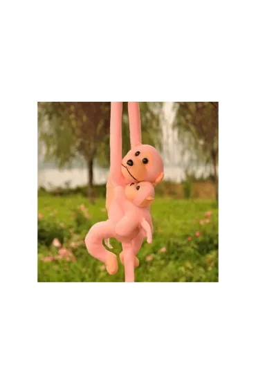 Maskotka ma�pka z dzieckiem r�owa 70cm LeanToys