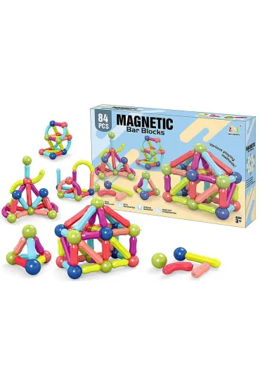 Klocki magnetyczne 3D - 84 elementy
