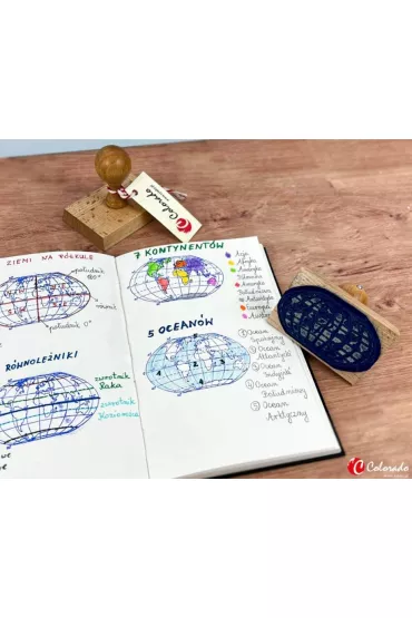 Stempel mapa �wiata - kontynenty i oceany Colorado