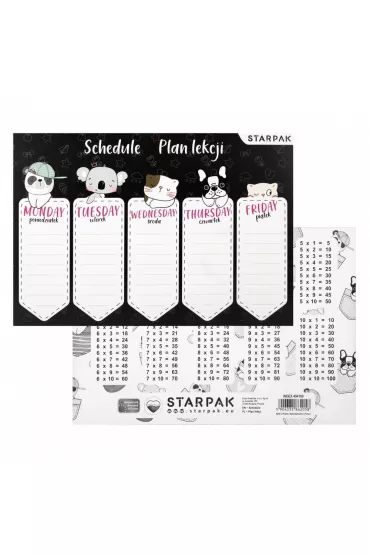 Starpak Plan lekcji z tabliczk� mno�enia Unicorn 25 szt.