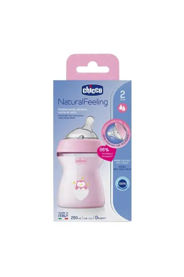 Chicco Butelka plastikowa NaturalFeeling r�owa 250ml 2m+