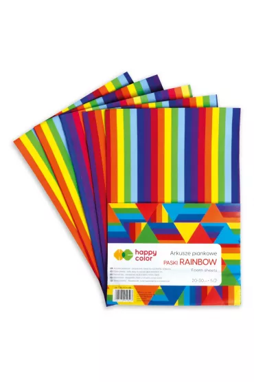 Happy Color Arkusze piankowe RAINBOW Paski, A4, 5 arkuszy 5 szt.