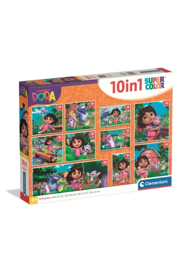 Puzzle 10w1 Super kolor Dora the Explorer 20593 Clementoni