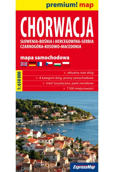 Chorwacja, S�owenia, Bo�nia i Hercegowina, Serbia, Czarnog�ra, Kosowo, Macedonia mapa samochodowa 1:650 000