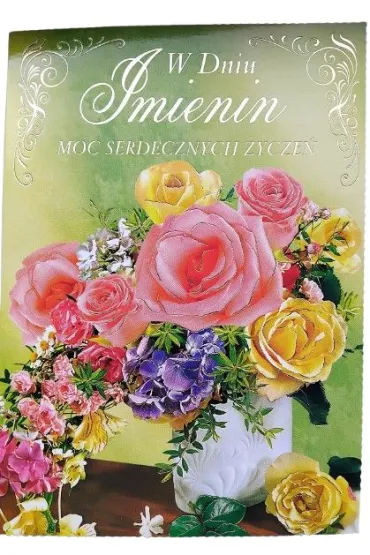 Karnet A5 Imieniny z�ocone mix