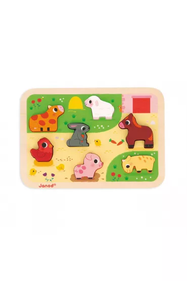 Puzzle drewniane 3D 7 el. Na farmie Janod