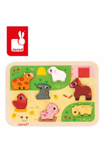 Puzzle drewniane 3D 7 el. Na farmie Janod
