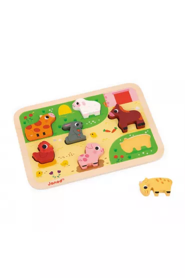 Puzzle drewniane 3D 7 el. Na farmie Janod