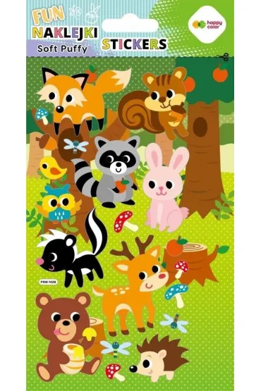 Happy Color Naklejki 3D SOFT PUFFY FUN - Forest Animals, 110X205 mm