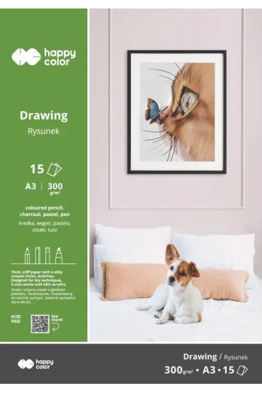 Happy Color Blok do rysunku  ART, 300g, A3/15 ark
