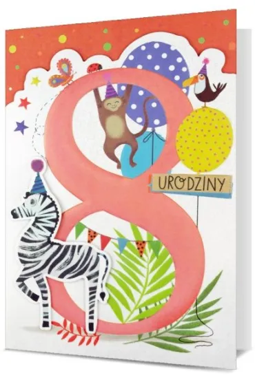 Pan Dragon Karnet B6 HM-200 8 Urodziny, zebra, czerwone HM-200-2876