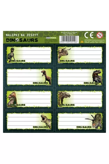 Derform Nalepki na zeszyty Dinozaur 25 szt.