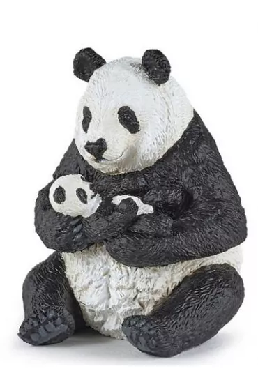 Panda z m�odym siedz�ca