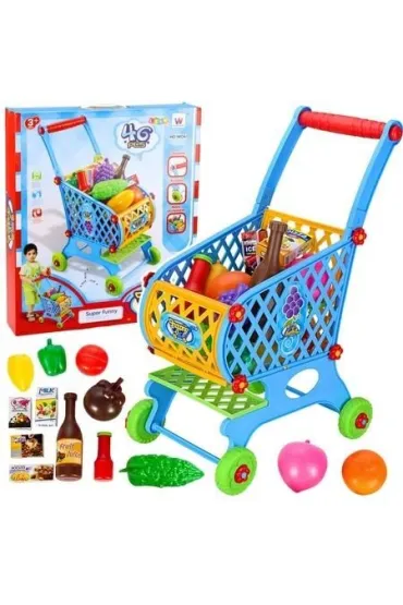 W�zek sklepowy z akcesoriami niebieski 46el 52cm LeanToys