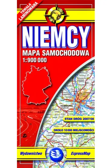 Niemcy laminowana mapa samochodowa 1:900 000