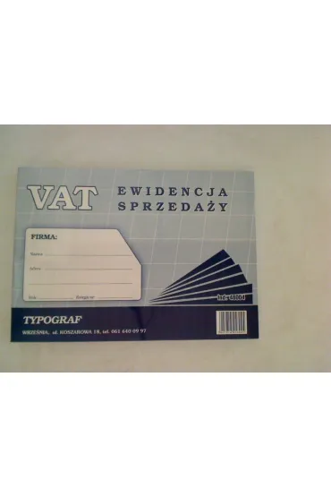 Druki offsetowe Typograf ewidencja vat sprzeda�y A4 80 (48004)