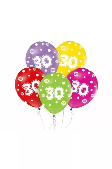 Godan Balony liczba 30 urodziny 5 szt.