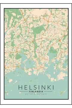 Helsinki mapa kolorowa - plakat 50x70 cm