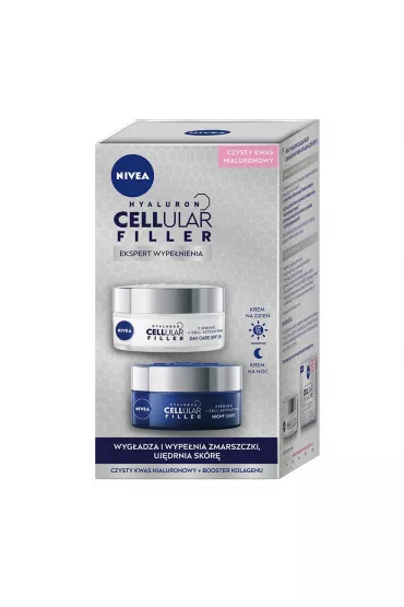 Nivea Zestaw Hyaluron Cellular Filler przeciwzmarszczkowy krem do twarzy dzie + przeciwzmarszczkowy krem do twarzy noc 2 x 50 ml