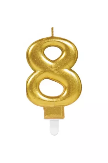 Amscan �wieczka cyferka 8 Sparkling Celebrations z�ota