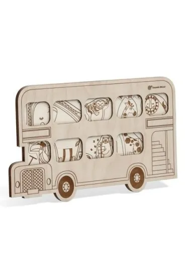 Puzzle drewniane - Czerwony autobus Sounds Wood
