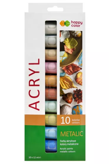 Happy Color Farby akrylowe metalik 12x12ml