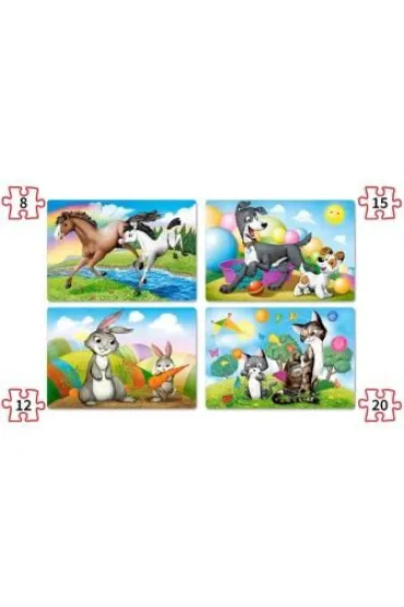 Puzzle maxi 4w1 - Mama i dzieci (8+12+15+20 el.) Castorland