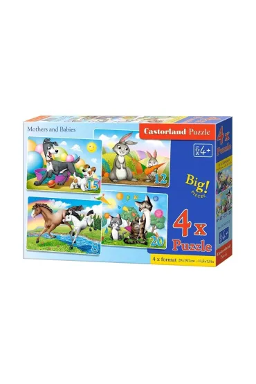 Puzzle maxi 4w1 - Mama i dzieci (8+12+15+20 el.) Castorland