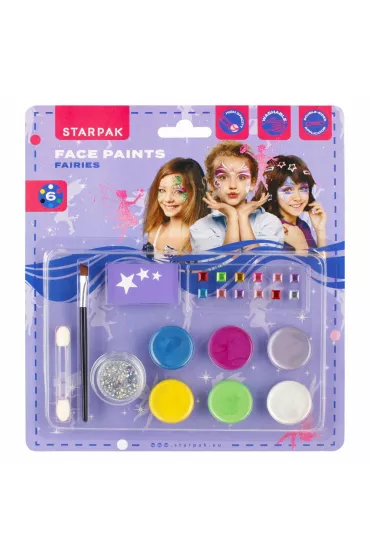 Farby do malowania twarzy 6 kolor�w plus brokat Fairy STARPAK 528373
