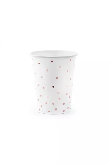PartyDeco Kubeczki Kropki bia�e 260ml 6 szt.