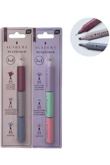 Interdruk Marker + zakre�lacze + cienkopis 3w1 Academy mix