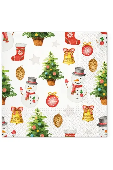 Paw Serwetki 33x33cm Snowmen Pattern